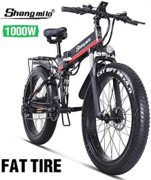 Lincjly Bike Lincjly 2020 Upgraded Electric Mountain Bike 26 Inches 1000W 48V 13ah Folding Fat Tire Snow Bike Shimano 21 Speed E-bike Pedal Assist Lithium Battery Hydraulic Disc Brakes for Adult(MX01)