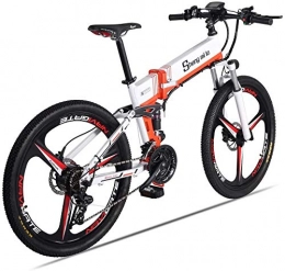 Lincjly Bike Lincjly 2020 Upgraded Electric Mountain Bike Folding Ebike 26 inch 350W 21 Speed Shimano Derailleur Double Disc Brake Smart Electric Bicycle, Travel freely (Color : Orange)