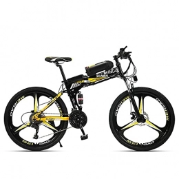 T-NJGZother Folding Electric Mountain Bike Lithium Electric Electric, Mountain Bike, 26 Inch 21 Speed 36V, Adult Electric Vehicle-High With Black Yellow Three Knife Wheel_36V 8A 26 Inch 21 Speed，Foldable Commuter Bicycle