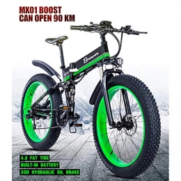 LIU 1000W Fat Electric Bike 48V Mens Mountain E bike 21 Speeds 26 inch Fat Tire Road Bicycle Snow Bike Pedals (Removable Lithium Battery)