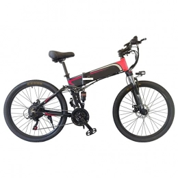LIU Folding Electric Mountain Bike Liu Electric Bike for Adults, Folding Electric Mountain Bike 26" Adults Ebike with 500W Motor& Removable 48V 10Ah Battery, 25MPH Electric Bicycle (Color : Red)