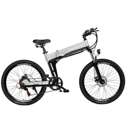 LJMG Electric bikes Electric Bikes For Adult, 24'' Electric Mountain Bike Removable Lithium-Ion Battery (48V 350W), All Terrain Mountain Ebike For Mens (Color : Silver, Size : Spoke wheel 12.8AH)