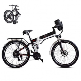 LJYY Folding Electric Mountain Bike LJYY Folding Electric Bike, 26Inch Mountain Bike for Adult, Fat Tire Ebike 48V 350W 10.4AH Removable Lithium Battery Travel Assisted Electric Bike MTB Fold up Bike for Adult, MAX 40km / h