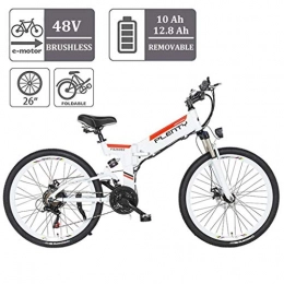 Logo Folding Adult Electric Bike 48V 12.8AH 614Wh with LCD Display Women's Step-Through All Terrain Sport Commuter Bicycle Removable Lithium Ion Battery (Color : WHITE, Size : 12.8AH-614WH)