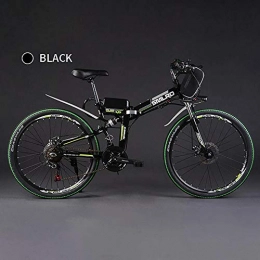 LOO LA Bike LOO LA 26 Inch Lightweight Folding Mountain Bike for Adults, 26" 48V 8Ah 350W Removable Lithium-Ion Battery Folding Electric Bike MTB Dirtbike, Electronic disc brake 7 speed, Black
