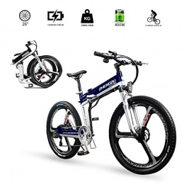 LOO LA Folding Electric Mountain Bike LOO LA Electric Mountain Bike, 26" E-bike Citybike Commuter Bike with 400w 48v 10ah Removable Lithium Battery, 7 Speed Gear, Hydraulic disc brake system, Blue, Disc brake