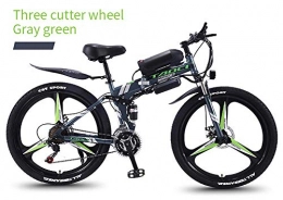LOO LA Folding Electric Mountain Bike LOO LA Electric Mountain Bike, 350W 26 inch City Bike with 36V Hidden Battery and Disc Brake 21 Speed Gear And Three Working Modes Electric Bicycle All Terrain, Green