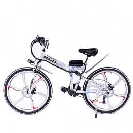 LOVE-HOME Folding Electric Mountain Bike LOVE-HOME Folding Electric Mountain Bike, 48V / 8Ah Lithium Battery Ebike, 26 Inch Full Shock Absorber Integrated Wheel Bicycle, 21 Speed Gears Moped for Adults, White