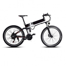 LQH Folding Electric Mountain Bike LQH Electric bicycles, 48V 500W mountain bike 21 speed 26 inches, with removable new energy lithium battery (Color : 500WBlack) (Color : 500wwhite)