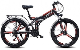 LRXG 26" Electric Folding Mountain Bike,Adult Bicycle 300W Motor 48V 12.8Ah GPS Lithium-Ion-Battery,Shimano 27 Gear Shift Power Off + Disc Brake E Bikes Hybrid Bikes Mens(Color:Black)