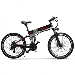 LSXX Bike LSXX Electric fat bike 26inches Folding mountain bicycle 21-speed Shimano transmission 500w motor with 48V 12Ah Lithium Battery, Black