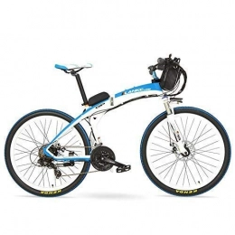 LUO Bike LUO Electric Bike 26 Inches Fashion Pedal Assist Electric Quick-Folding Mountain Bike, 48V 12Ah Battery, 240W Motor, Both Disc Brake, 30~40Km / H, White Blue