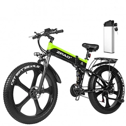 Luomei Folding Electric Mountain Bike LuoMei Foldable fat tire electric bicycle, adult electric bicycle fully suspended, electronic lock, foldable electric commuter bicycle, removable lithium-ion battery electric bicycle, Green
