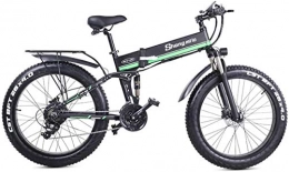 LWBLZY 1000W Strong Electric Snow Bike, 5-grade Pedal Assist Sensor, 21 Speed Fat Bike, 48V Extra Large Battery E Bike (Green, 500W 12.8Ah)