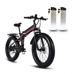 LWL Folding Electric Mountain Bike LWL 1000W Electric Bike 48V Motor for Men Folding Ebike Aluminum Alloy Fat Tire ​MTB Snow Electric Bicycle (Color : Red-2 Battery)