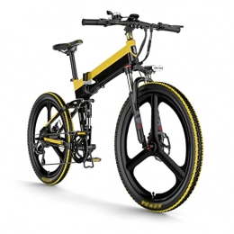 LWL Bike LWL Electric Bike for Adults Foldable 20MPH Electric Bicycle 48V 14.5Ah 400W Folding 26 Inch Electric Mountain Bike (Color : 10.4AH black yellow, Number of speeds : 27)