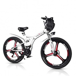 LXLTLB Folding Electric Mountain Bike LXLTLB Electric Mountain Bike 26 Inch Folding E-bike with Removable 48V 8AH Lithium-Ion Battery Mountain Cycling Bicycle 21 Speed, White