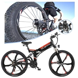 LYRWISHJD Folding Electric Mountain Bike LYRWISHJD Adults 480W Electric Bicycle Folding Electric Bike High Speed Brushless Gear Motor With Removable 48V10A Lithium Battery 7-Speed Gear Speed E-Bike，for Man Women (Color : Black)