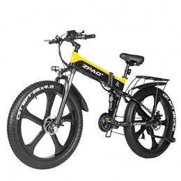 LYRWISHLY Bike LYRWISHLY 48V 1000W Electric Bike Electric Mountain Bike 26inch Fat Tire E-Bike Shimano 21 Speeds Beach Cruiser Mens Sports Mountain Bike Lithium Battery Hydraulic Disc Brakes (Color : Yellow)