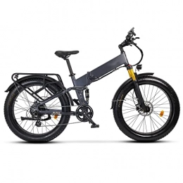 LYUN Folding Electric Mountain Bike LYUN Foldable Electric Bike Fat Tire 750w Ebike 26 * 4.0inch Fat Tire Folding Electric Bike for Adults 48v 14ah Lithium Battery Full Suspension Electric Bicycle (Color : Matte Grey)