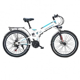LZMXMYS Folding Electric Mountain Bike LZMXMYS electric bike, 26'' Folding Electric Mountain Bike, Electric Bike with 36V / 10Ah Lithium-Ion Battery, 300W Motor Premium Full Suspension And 21 Speed Gears (Color : White)