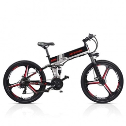 Shengmilo Folding Electric Mountain Bike M80 21 Speed Folding Bicycle 48V*350W 26 inch Electric Mountain Bike Dual Suspension With LCD Display 5 Pedal Assist (Black-IW, 10.4A)