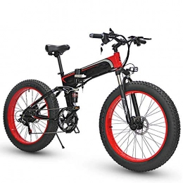 Macro Folding Electric Mountain Bike Macro Electric Bike 48V 8AH 350W Powerful Electric Bike 26 in Ip54 4.0 Fat Tire LED Headlights Snow MTB 3 MODE Folding for Adult Female / Male Front And Rear Shock Absorption, Red