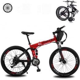 N / A Folding Electric Mountain Bike Mall Folding Electric Bikes for Adults 26 In with 36V Removable Large Capacity 8Ah Lithium-Ion Battery Mountain E-Bike 21 Speed Lightweight Bicycle for Unisex, Black, Red