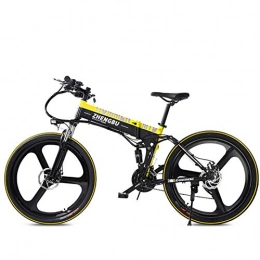 MERRYHE Folding Electric Mountain Bike MERRYHE Electric Folding Bicycle Road Bike Adult Moped 26 inch 48V Lithium Battery Mountain Cross-Country Bike High-intensity Double-Gas Shock Absorption, Yellow-48V10AH