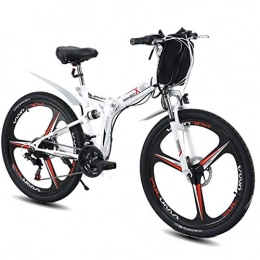 MERRYHE Folding Electric Mountain Bike MERRYHE Folding Electric Bicycle Mountain Road E-Bike Fold Bicycle Adult 26 Inch City Power Bicycle 48V Lithium Battery Moped, 26 inch white-Three knife wheel