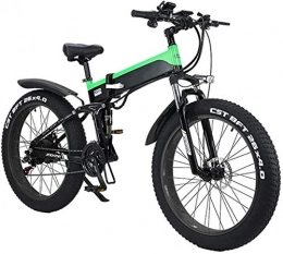 min min Bike min min Bike, Folding Electric Bike for Adults, Lightweight Alloy Frame 26-Inch Tires Mountain Electric Bike with With LCD Screen, 500W Watt Motor, 21 / 7 Speeds Shift Electric Bike (Color : Green)