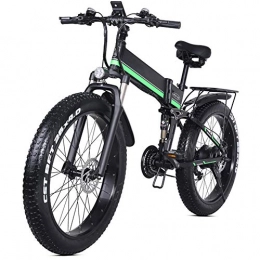 MJYK Folding Electric Mountain Bike MJYK 1000W 26 inch Fat Tire Electric Bicycle Mountain Beach Snow Bike for Adults, Aluminum Electric Scooter 21 Speed Gear E-Bike with Removable 48V12.8A Lithium Battery, A