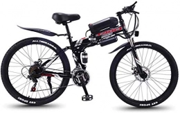 MQJ Folding Electric Mountain Bike MQJ Ebikes Fast Electric Bikes for Adults Folding Electric Mountain Bike, 350W Snow Bikes, Removable 36V 8Ah Lithium-Ion Battery for, Adult Premium Full Suspension 26 inch Electric Bicycle, Black, 1
