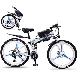 MRSDBTL 26'' Electric Bike Foldable Mountain Bicycle for Adults 36V 350W 13AH Removable Lithium-Ion Battery E-Bike Fat Tire Double Disc Brakes LED Light,White