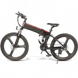 YUNLILI Folding Electric Mountain Bike Multi-purpose Electric Mountain Bike Portable Electric Bikes Adults 26" Wheel Folding Ebike 350W Aluminum Electric Bicycle Removable 48V 10Ah Lithium-Ion Battery 21 Speed Gears White ( Color : Black )