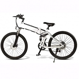 YUNLILI Folding Electric Mountain Bike Multi-purpose Electric Mountain Bike Portable Electric Bikes Adults 26" Wheel Folding Ebike 350W Aluminum Electric Bicycle Removable 48V 10Ah Lithium-Ion Battery 21 Speed Gears White ( Color : White )