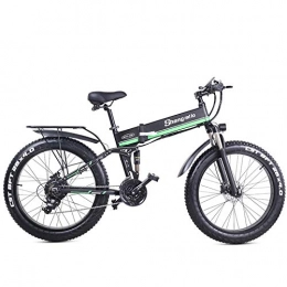 Shengmilo Bike MX01 26 Inch Folding bicycle 4.0 Fat Tire Beach Bike 48V Mens Mountain Bike Snow Bike Dual Disc Brake (12.8Ah, Black Green)