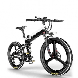 N / A Folding Electric Mountain Bike N / A Electric Bikes for Adults, 26" Folding Bike, 400W 48V 10AH Lithium Battery Aluminum Alloy Mountain Cycling Bicycle, E-Bike with 7-speed Shimano Professional Transmission for Outdoor Cycli.