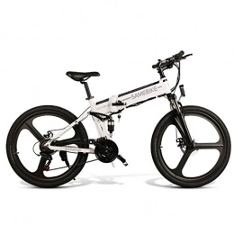N&F Folding Electric Mountain Bike N&F Electric Bikes for Adult, Magnesium Alloy Folding Electric Mountain Bike All Terrain, 26" 48V 350W 10.4Ah Removable Lithium-Ion Battery, Black (White)