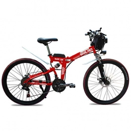 NGKWH Folding Electric Mountain Bike NGKWH 26 Inch Aluminum Folding Electric Bicycle, 48V 350W Waterproof Dustproof and Non-slip Assisted Bicycle with LED Lights Equipped with Bilateral Folding Pedals (Color : Red)