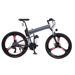 Niguleser Bike Niguleser Folding Electric Bike, 26 Inch Mountain Cycling Bicycle, Aluminum Alloy 36V 8AH Lithium Battery, 27 Speed Shifter for Commuter Travel, Gray