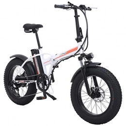 NYPB Bike NYPB 20 Inch Folding Electric Bike, Electric Mountain Bike 4.0 Wide Tires Pneumatic Tires 500W Brushless Motor Max Speed 40KM / H 36V 15AH Removable Charging Lithium Battery, White, 48V 15AH