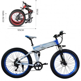 NYPB Bike NYPB 26 Inch Folding Electric Bike, with 48V 8Ah Li-ion Battery Mountain Beach Electric Bicycle LCD Display LED Headlights and 3 Modes Outdoor Cycling Travel Work, White blue, 48V 8AH