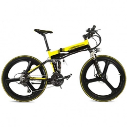 NYPB Folding Electric Mountain Bike NYPB Folding Electric Bike, 26 Inch Electric Bike 48V 400W Motor 48V 10.4AH Removable Charging Lithium Battery Seat Adjustable 7 Speed Gear Shock Damper Unisex Bicycle, Black yellow, 48V10.4AH