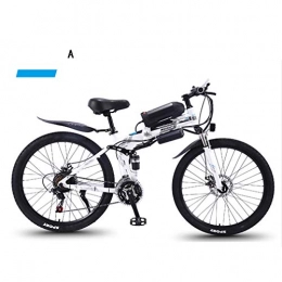 NYPB Folding Electric Mountain Bike NYPB Folding Electric Bike, Electric Mountain Bike 350W Motor Removable 36V 8AH / 10AH Lithium-Ion Battery 27 Speed Gear Double Disc Brake Unisex Bicycle, White blue A, 36V 10AH