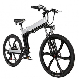NYPB Folding Electric Mountain Bike NYPB Folding Electric Bike, Front & Rear Disc Brake with LED Headlights and 3 Modes 350WMotor Removable 48V 5AH / 10AH / 12.8AH Lithium-Ion Battery Unisex Bicycle, Silver B, 48V12.8AH 350W