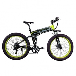 ONLYU Folding Electric Mountain Bike ONLYU 48V8ah Electric Bike Mountain Lightweight E-Bike with 26 '' 4.0 Fat Tire, 7 Speed Aluminum Alloy Folding Electric Bike for Adult Outdoor Cycling, Green