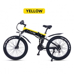 ONLYU Bike ONLYU Electric Bicycle, E Bike 48V500W Electric Mountain Bike 48V12.4AH Lithium Battery Aluminum Alloy Folding Bike 4.0 Fat Tire Bike for Adults, Yellow