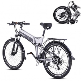 ONLYU Bike ONLYU Electric Bike, 26 Inch Folding E-Bike Snowmobile 21 Speed Electric Beach Mountain Bicycle 48V10.4AH Removable Invisible Battery with Lock, Max Speed 40Km / H, Gray
