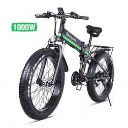 ONLYU Folding Electric Mountain Bike ONLYU Folding Electric Bikes, 26Inch 1000W 48V Electric Mountain Bike 4.0 Fat Tire 21 Speed E-Bike Pedal Assist Lithium Battery Hydraulic Disc Brakes for Adult